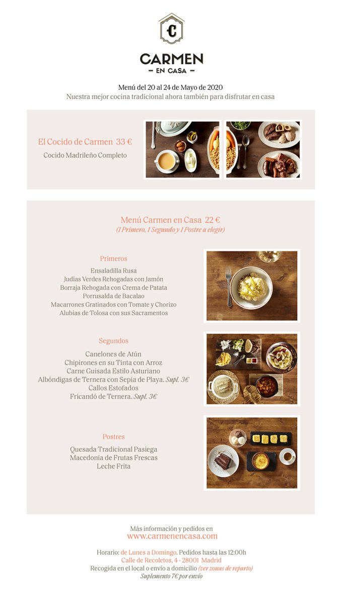 Tenía que pasar... ¡¡os echábamos demasiado de menos!!

Hemos preparado, con todo el cariño, esta carta para vosotros. 

pedidos - carmenencasa.com

#takeAway #delivery #TabernaPedraza #BuenasDecisiones 
<a href="/CocidoCarmen/">El Cocido de Carmen</a>