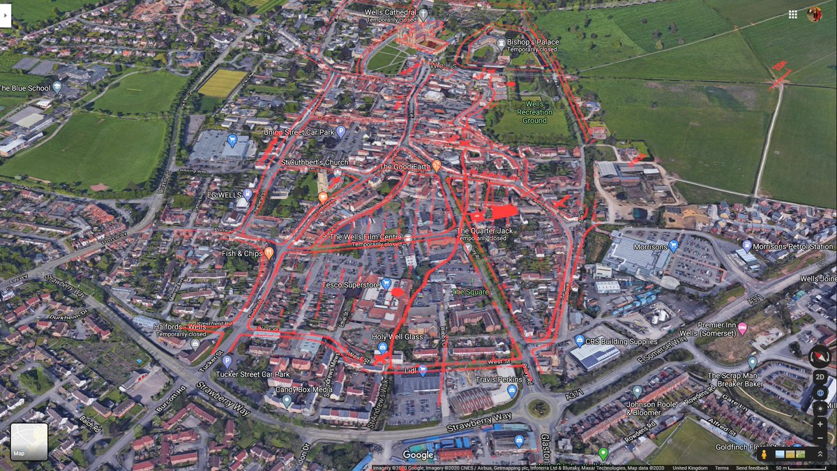 Crikey Wells Priory was hard work to do the overlay, but I like the town so 'tis enlightening. It was initially a hospital f. by Bishop Jocelin but was made a priory 1350 but weirdly can't find what order. Opposite the Lidl, where Google car was having issues with colour balance