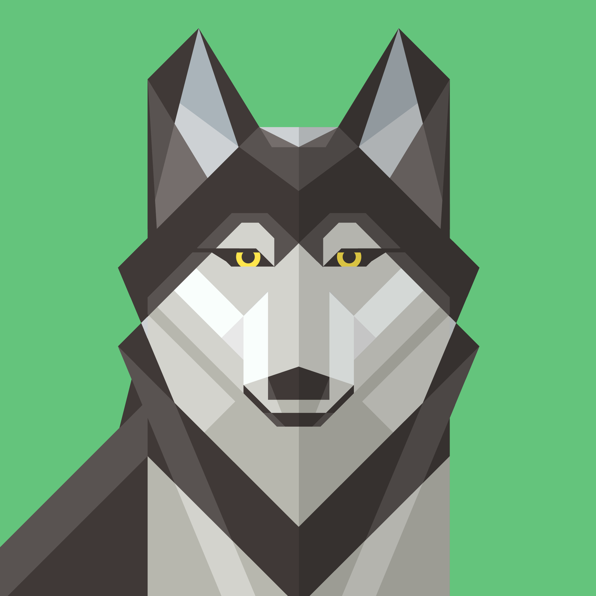 Masato 幾何学アニマル 今回はデザイナーさんに参加していただき テーマはオオカミでした まだ目のまわりが気に入らないけど 幾何学アニマル イラスト デザイン