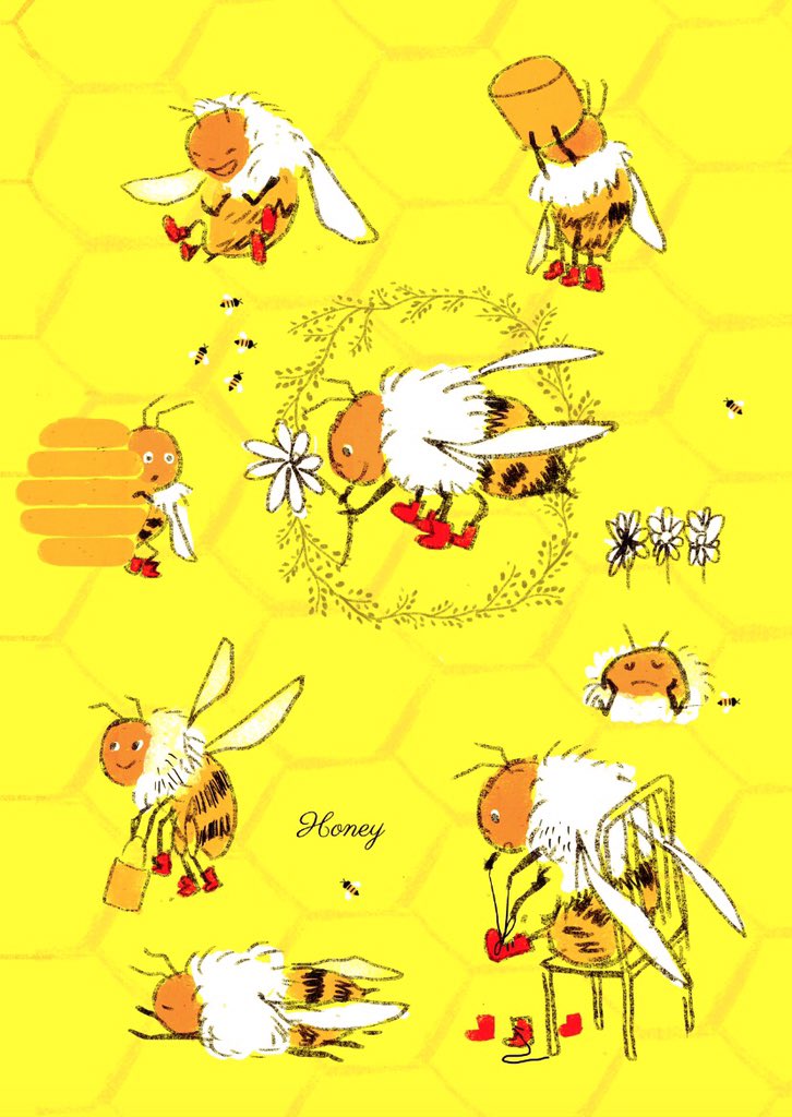 「虫の中でも描くのが好き #世界ミツバチの日 」|ももろ　4／20発売絵本「パンダのパクパクきせつのごはん」のイラスト