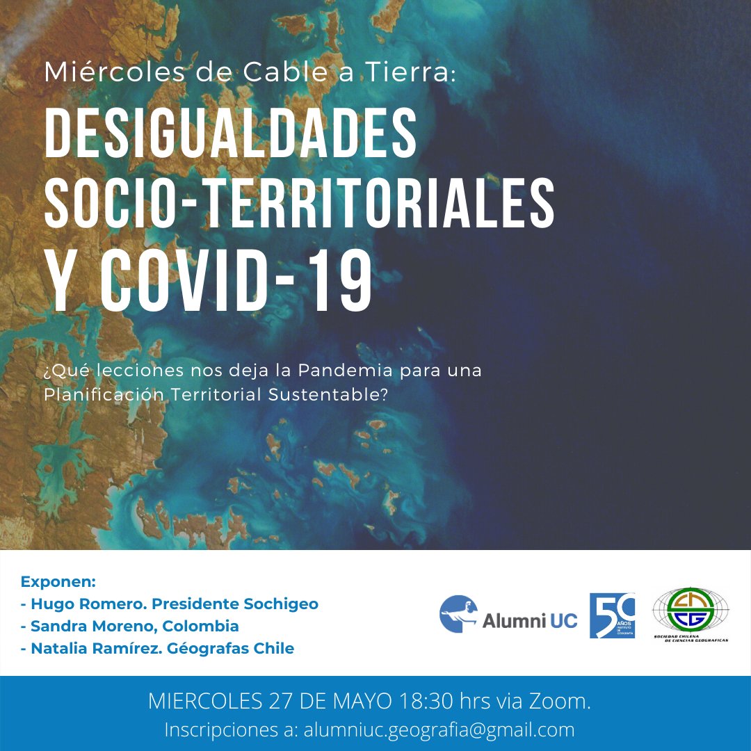 Toda la comunidad geográfica invitada a participar en esta primera de muchas desiones de #CableaTierra. Para discutir los temas más relevantes de la actualidad desde nuestra disciplina. <a href="/GeografasCL/">Geógrafas Chile</a> @GeografiaUc #geografia #geografos #geografosdeChile