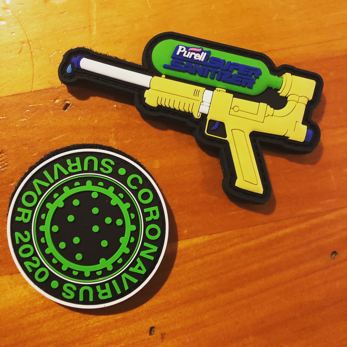 Beth619's tweet photo. Needed to add these to my collection! #livefiercelylivesafely  #pacifiersandpeacemakers #pewpewlife #moralepatch #covid19 https://t.co/ieztOkWbCl