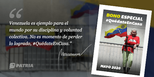 CarnetDLaPatria's tweet photo. Por instrucción del Presidente @NicolasMaduro inicia este 19 de mayo de 2020 la entrega del Bono Especial #QuedateEnCasa (mayo 2020)

#UnidosEnBatalla https://t.co/koSzMxP35l