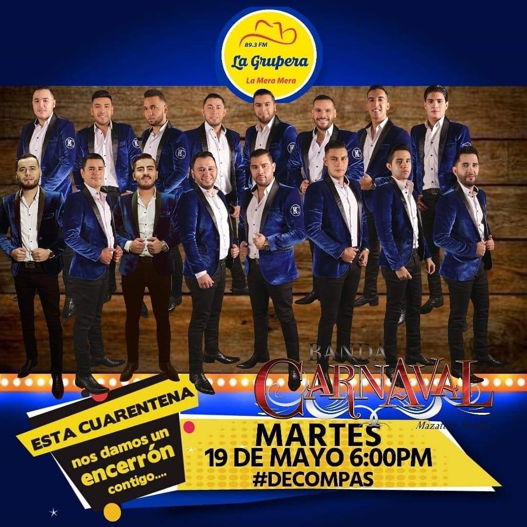 preferidasmigue's tweet photo. Hoy en punto de las 6:00PM no te pierdas la transmisión en vivo de @lagrupera893  estará @bandacarnavaloficial 
 #YoSoyBC
#YSiguePuraCarnaval
 #AndaluzTeam  
#LaspreferidasDMC28
@andaluzmusicoficial  @bandacarnavaloficial  @BCCoordinacion @miguechavez7  @preferidasmigue https://t.co/hPPjN0HdEo