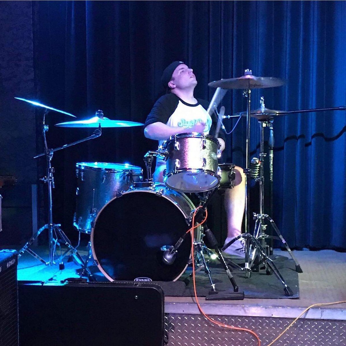 CASPunkBand's tweet photo. Happy dirty 30 to Sean “Crossbones” Jones, seen here picking it up! @jonesydrummer #happybirthday #punkbirthday #dirty30 #cheatinatsolitaire #casforever #drummer https://t.co/c85WFFV1y1