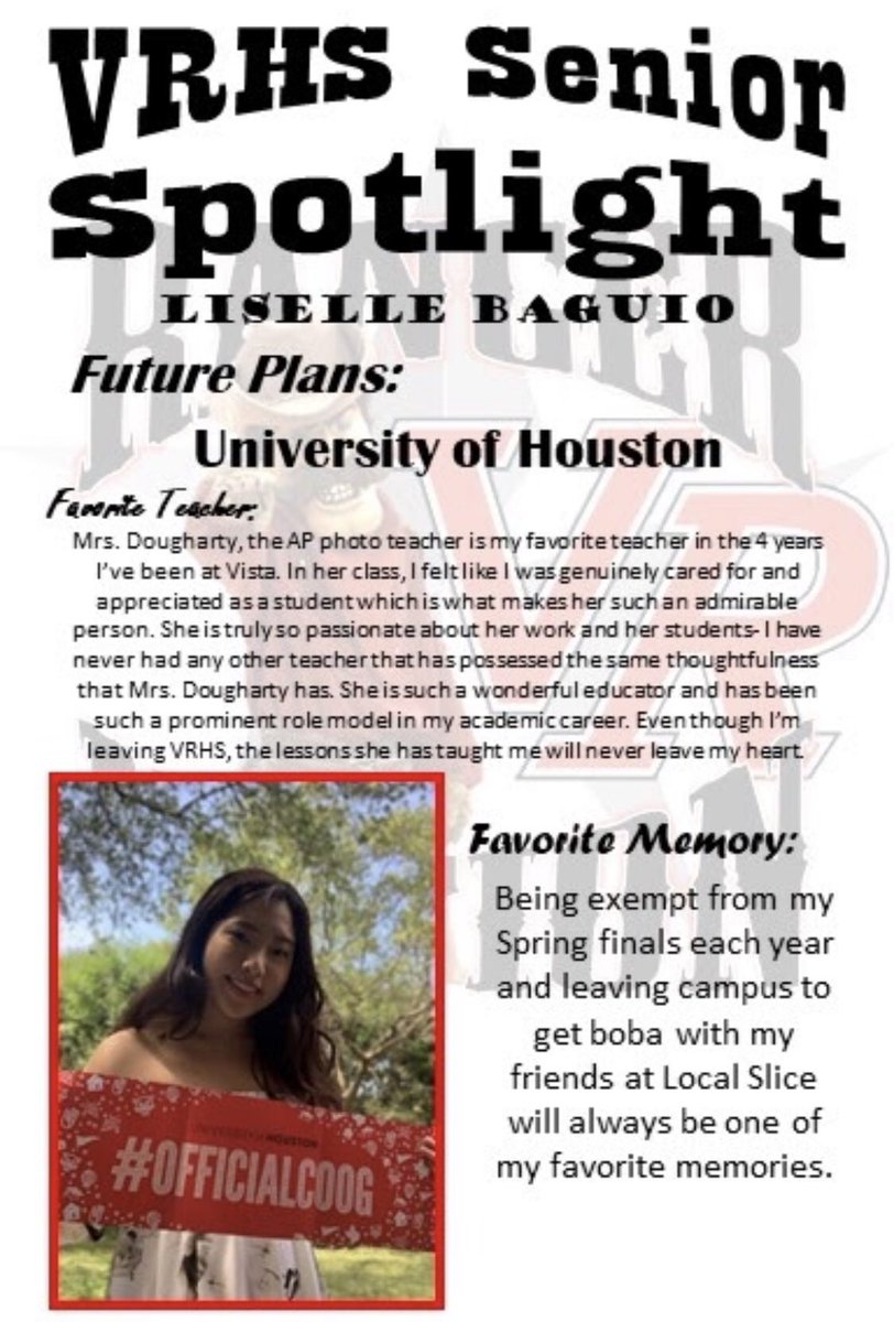 #VRHSSENIORSPOTLIGHT #vrhs2020strong #1LISD