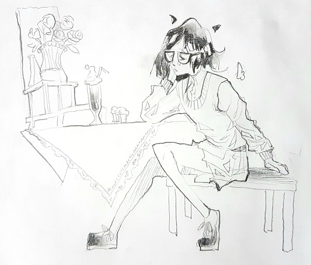 mar_ieve's tweet photo. I wonder if it's enough Sagily. 

The original challenge tells you to do a character that the other person might do, but for practical reasons, I'll just go with the style. 

1/6 @SagiSheepsTail 
#6aesthetics #6styles #6styleschallenge https://t.co/zNz6ZJnMm7