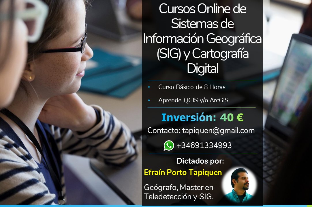 Aprovecha que aún estás en casa para iniciarte en el mundo de los SIG con un curso básico, 100% práctico y del que saldrás totalmente operativo. 
#Curso #CursoOnline #Formación #GIS #SIG #Cartografia #CartografiaDigital #Cuarentena #QuedateEnCasa