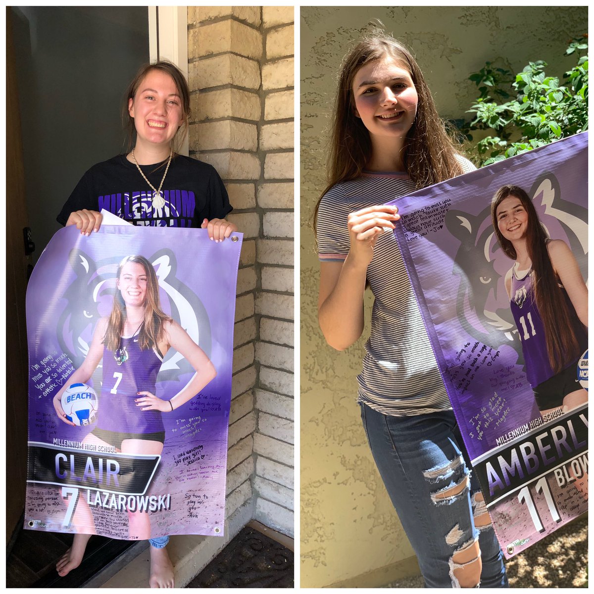 tigerbeachvball's tweet photo. Happy graduation to our Seniors! Dropped off their senior banners today!! 🖤💜🙌🏼 Best of luck next year!! https://t.co/mYi3kCbg6z