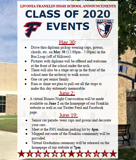 fhspatriots's tweet photo. Class of 2020, make sure to mark your calendars for the following events!!! https://t.co/jWTMK6iGaa