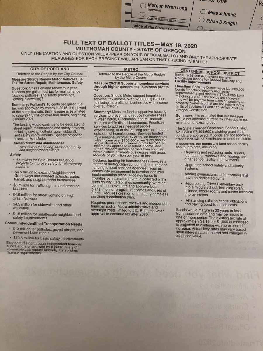 Every ballot measure is included with full text and a plain language explainer of what will happen (eg "taxes will increase by $50/year and schools will get $17 million"). Any interest group or individual can submit arguments for or against, so you can read those as you consider.