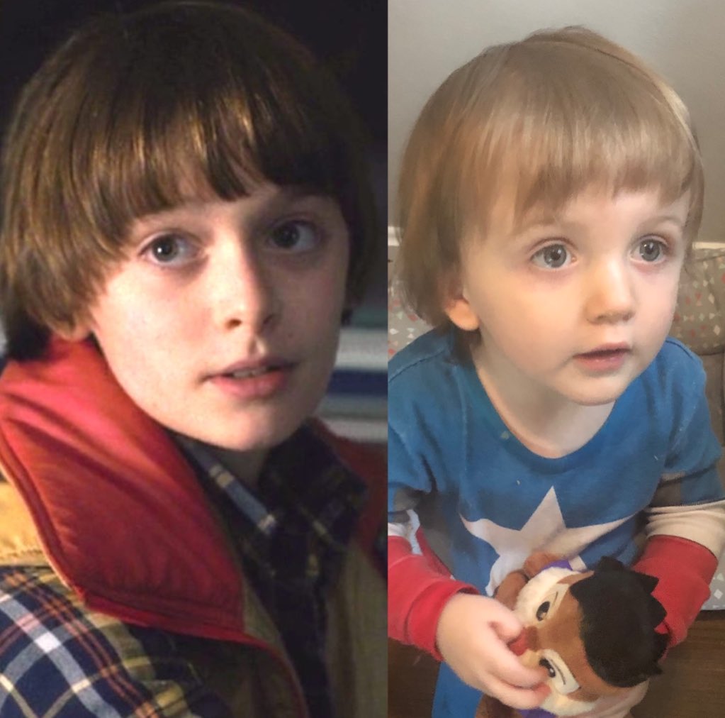 missbbea's tweet photo. Gave my son a quarantine haircut and accidentally made him look like Will (@noah_schnapp) from @Stranger_Things  😂😂😂 https://t.co/r0rwNP4WuG