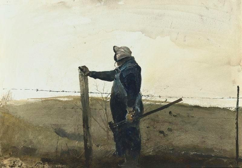 Andrew Wyeth, Mending Fences, 1960, watercolor