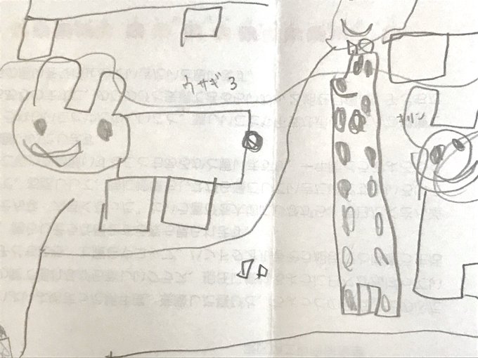うちの3歳児が描くウサギとキリン🦒

キリンの身体が正面向きなの、お行儀よく座ってるみたいでかわいい。。 