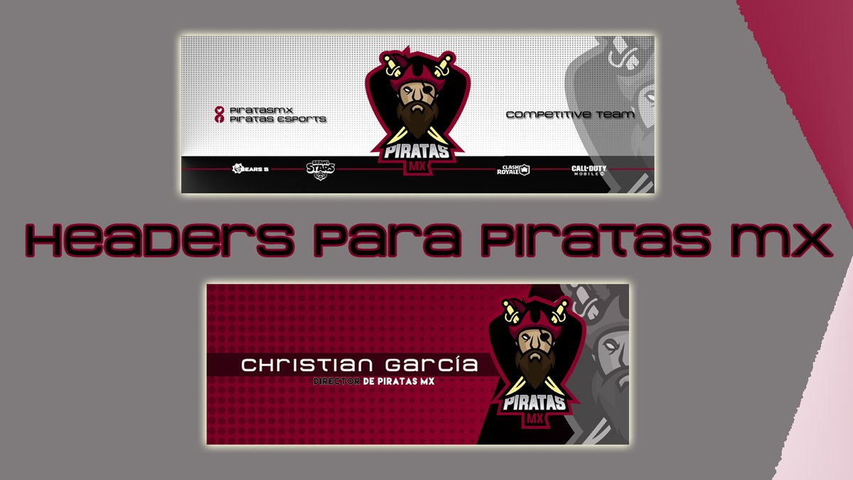 DaayanCr's tweet photo. Nuevos headers para @PiratasMx  muy buen equipo y los pueden seguir tanto acá como en FB como Piratas esports donde hacen directos muy seguido, un placer trabajar para ellos. https://t.co/d7ua93v6JV