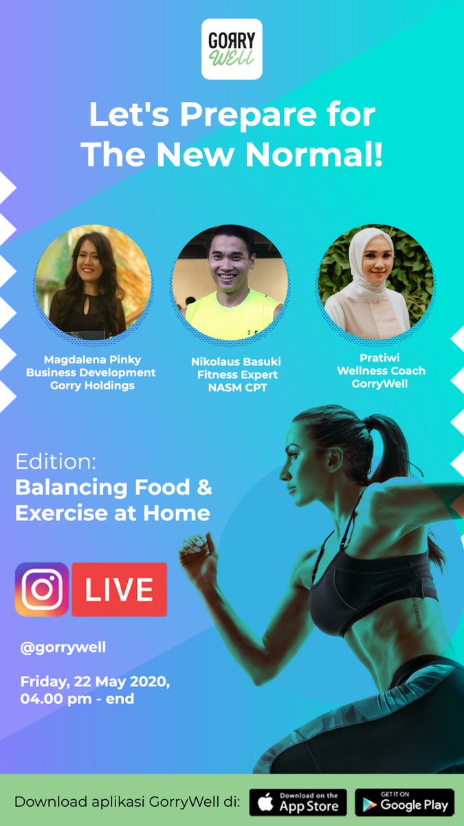 Yuk ikutan #GorryMates IG Live <a href="/gorry_well/">Gorrywell</a> dengan tema Balancing Food &amp; Exercise at Home. Di sini kamu bakal mendapat banyak tips untuk mempersiapkan diri menjalani situasi "normal" yang terjadi saat ini dan berkonsultasi dengan para pakar dibidangnya. See you on Friday!