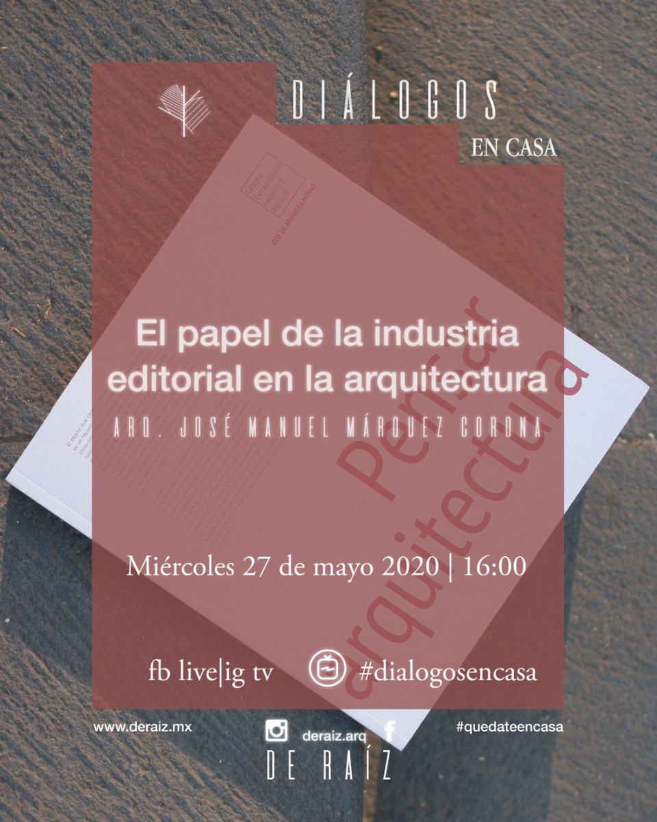 DrCachetes's tweet photo. 📚El próximo 27 de mayo estaré hablándoles del papel de la industria editorial en la arquitectura.📖Acompáñenme y vayan pensando sus dudas. #stayhome #quedateencasa https://t.co/0q8l6cqcGg