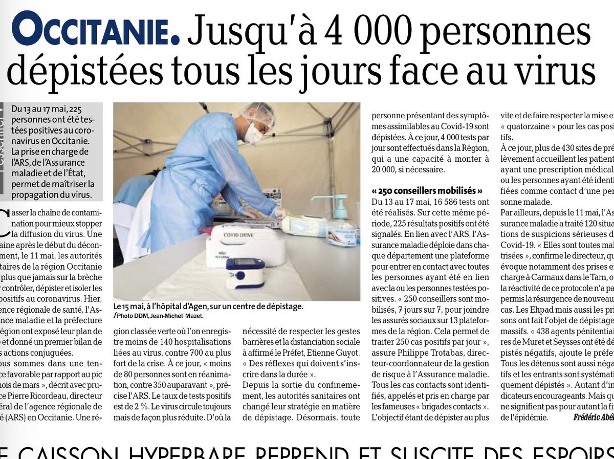 MoniqueIborra's tweet photo. Du 13 au 17 mai 225 personnes testées positives #Covid_19 #Ars_Oc  #AssuranceMaladie @PrefetOccitanie https://t.co/ucgJIWbMCN