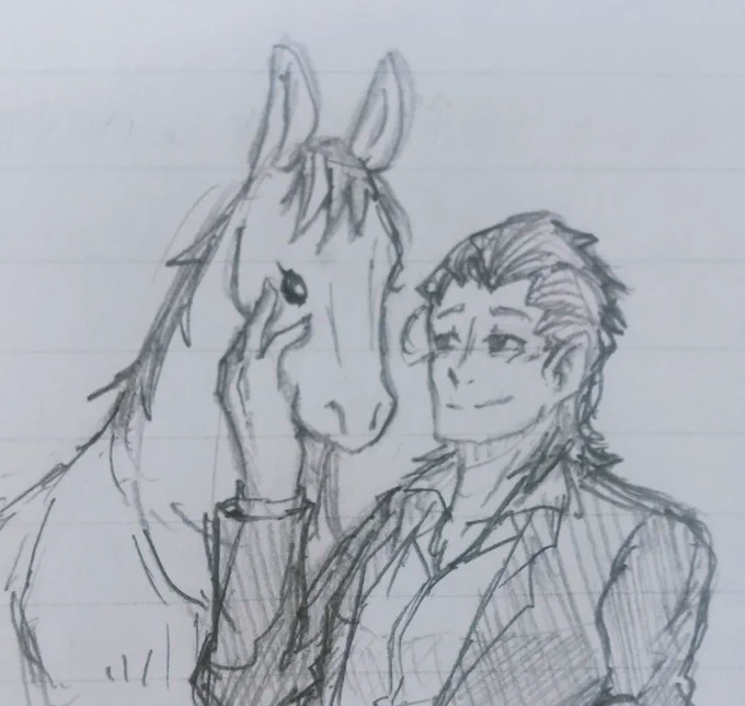 今日のオンライン授業での落描き…家畜についてのお話でした!
個人的には?さんはサラブレッド、?さんはペルシュロン、?さんは木曽馬みたいな日本在来系なイメージですw 