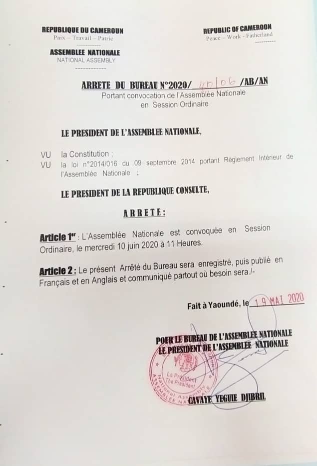 CRTV_web's tweet photo. La 2e session ordinaire du parlement (session dite de juin) débutera dans trois semaines jour pour jour. 
#Cameroun https://t.co/U1Nkqnunxj