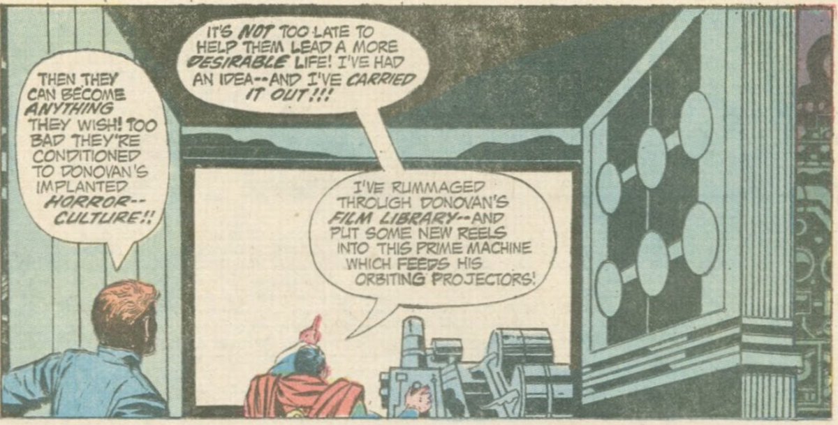 How do you solve this problem? Naturally,Superman swaps the movies being projected on the planet! So now its a tiny planet of musical, showtunes-singing and dancing vampires, werewolves and frankensteins out there in the dc universe, waiting to be used again.