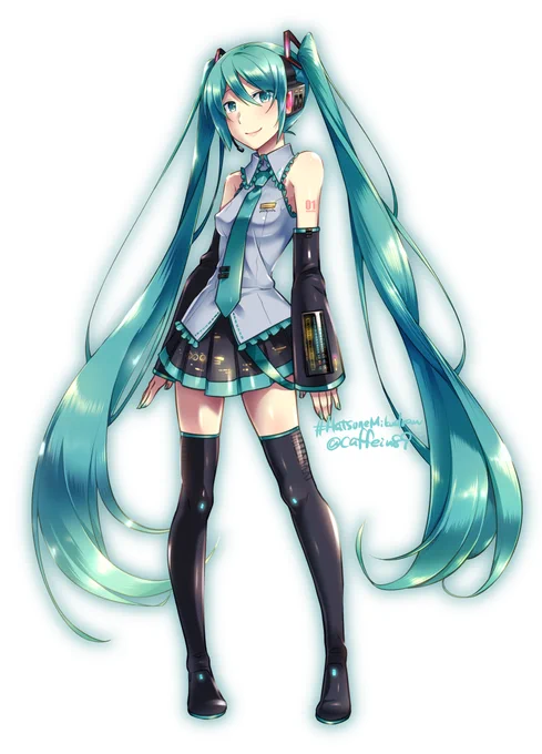描けた!初音ミクV2の公式絵見ながら自分の絵柄で描くやつ! #HatsuneMikuDraw 