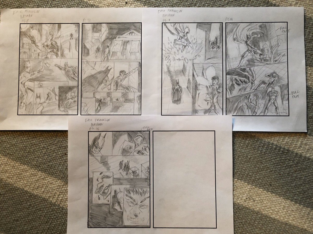 ErikonPaper's tweet image. Ended a Narrative Art class with @MandrakeTom at the Kubert Art School. We got to choose a pro script. I went with a Batman vs The Undead script by my friend @vanhookkevin . #batman #page #pagelayout #layout #design #comics #comic #comicbooks #lesson #student #kubertschool #art