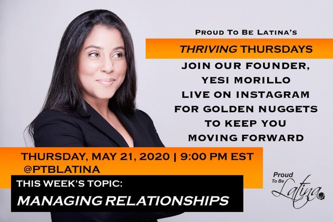 Join <a href="/PTBLatina/">Proud To Be Latina</a> <a href="/yesininamorillo/">Yesi Morillo</a> every Thursday on #IGLive