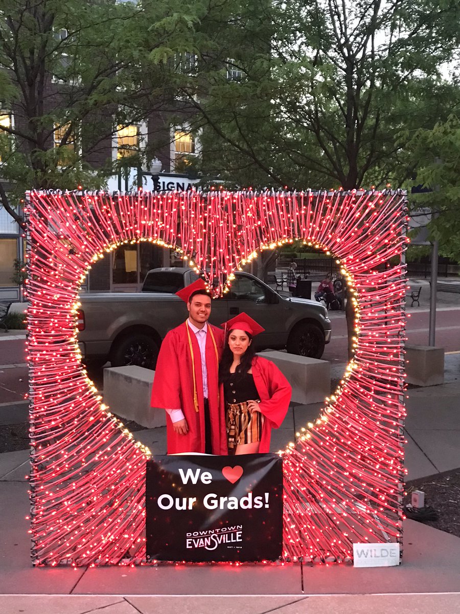 To the Class of 2020: We’ve brought back our Heart of <a href="/DT_EVV/">Downtown Evansville Indiana</a> to honor you. We ❤️ Our Grads!

📍Ford Center Plaza (through June 1)

Share your photos!
#classof2020
#dtevv

Congratulations to our models, graduating seniors from <a href="/EVSCHarrison/">Harrison High School</a>/<a href="/EVSC1/">EVSC</a>.
