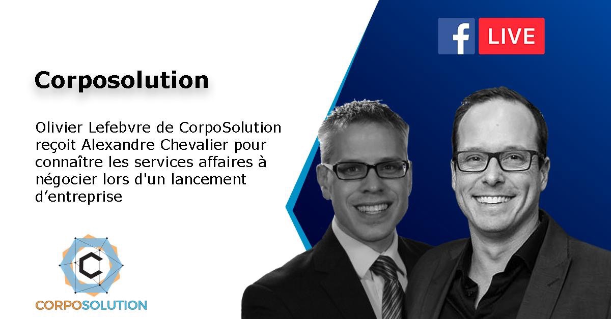 Corposolution1's tweet image. FACEBOOK LIVE - Ce jeudi 21 mai 2020 a 10:00hres!
Olivier Lefebvre de CorpoSolution
reçoit Alexandre Chevalier pour
connaître les services affaires à
négocier lors d&apos;un lancement
d’entreprise! 💪🚀

Facebook Live: zcu.io/8X5b
