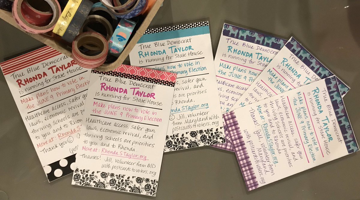 More washi tape & colorful #postcardstovoters headed to GA for   #electRhonda   Write with us!  Postcardstovoters.org