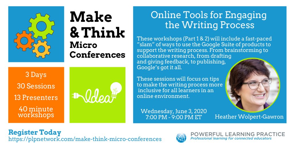 PLPNetwork's tweet photo. Need help engaging students in the writing process using online tools?  Join @tweenteacher  Wednesday, June 3rd for tips on making the writing process more inclusive for all online.

Register at https://t.co/nVF0CGhtAg
#PLPNetwork #RemoteTeaching #RemoteLearningMA https://t.co/ToiztU9FHV