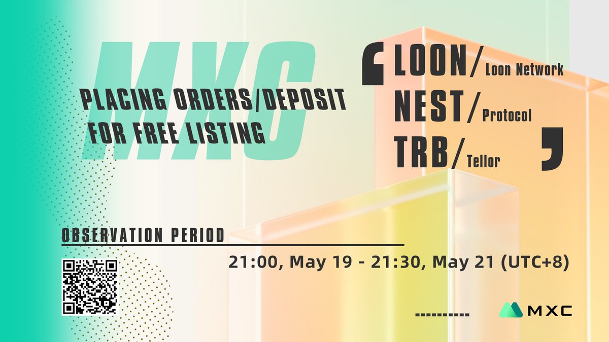 MEXC's tweet photo. 📢The 1st session "Deposit/Place Orders for Free Listing" campaign goes Live 👏
💪Time to flex your muscles to deposit & place selling orders for your supported projects: 1. #LoonNetwork 2. @NestCore 3. @WeAreTellor
Detail: https://t.co/JPXHlDOCL3
@MXC_Fans $LOON $NEST $TRB https://t.co/9Y4PFC4Gu4