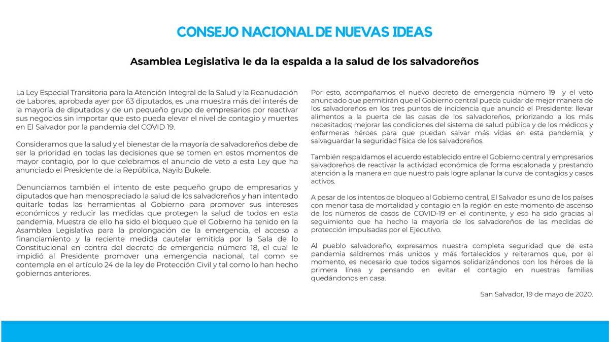 nuevasideas's tweet photo. Nuevas Ideas hace de su conocimiento al pueblo salvadoreño: https://t.co/J0vmFsIN2o