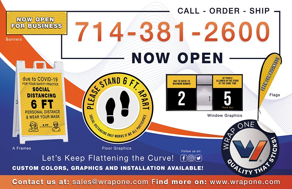 WrapOne's tweet image. Social Distancing only works if we all participate! #BackInBusiness #NowOpen #Covid #Graphics #Printing #WrapOne