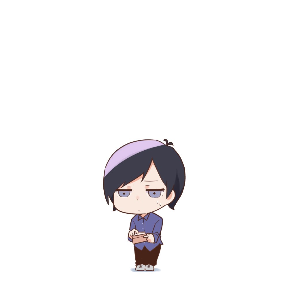 1boy solo male focus chibi black hair white background shirt  illustration images