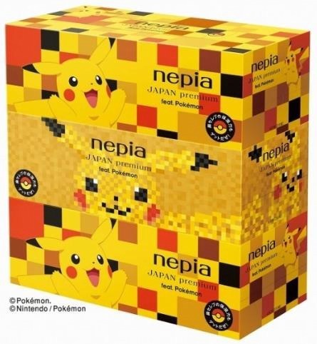 ネピア×ピカチュウ、“鼻セレブ”仕様の限定ボックスティッシュ-市松模様