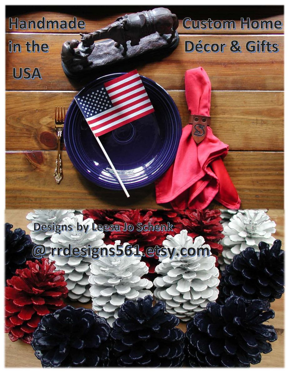 MeleesaJo's tweet photo. 10% off during checkout. https://t.co/Wvya7Uh6WX #etsy #rrdesigns561 #LeesaJoSchenk #handmade #AmericaGetWellSoon #Leathernapkinrings #Patriotic #paintedpinecones #giftshop #homedecor #horsegifts #pillows #etsyfinds #etsygifts #etsysale #etsycoupon #shopsmall https://t.co/ihkbsJlbSA