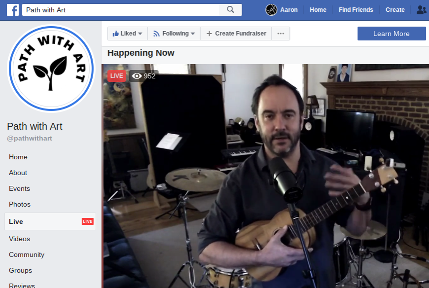 aaronjhill's tweet photo. Thank you, @DaveJMatthews for supporting @PathWithArt. I so enjoyed the live music. Rob is a friend of mine. It was good seeing him, too. Years ago, you visited us in the choir &amp; made an impression on many people, so thanks.@Facebook https://t.co/HA4K6COaYR #ArtTransformsUs https://t.co/lfivfBTjDJ
