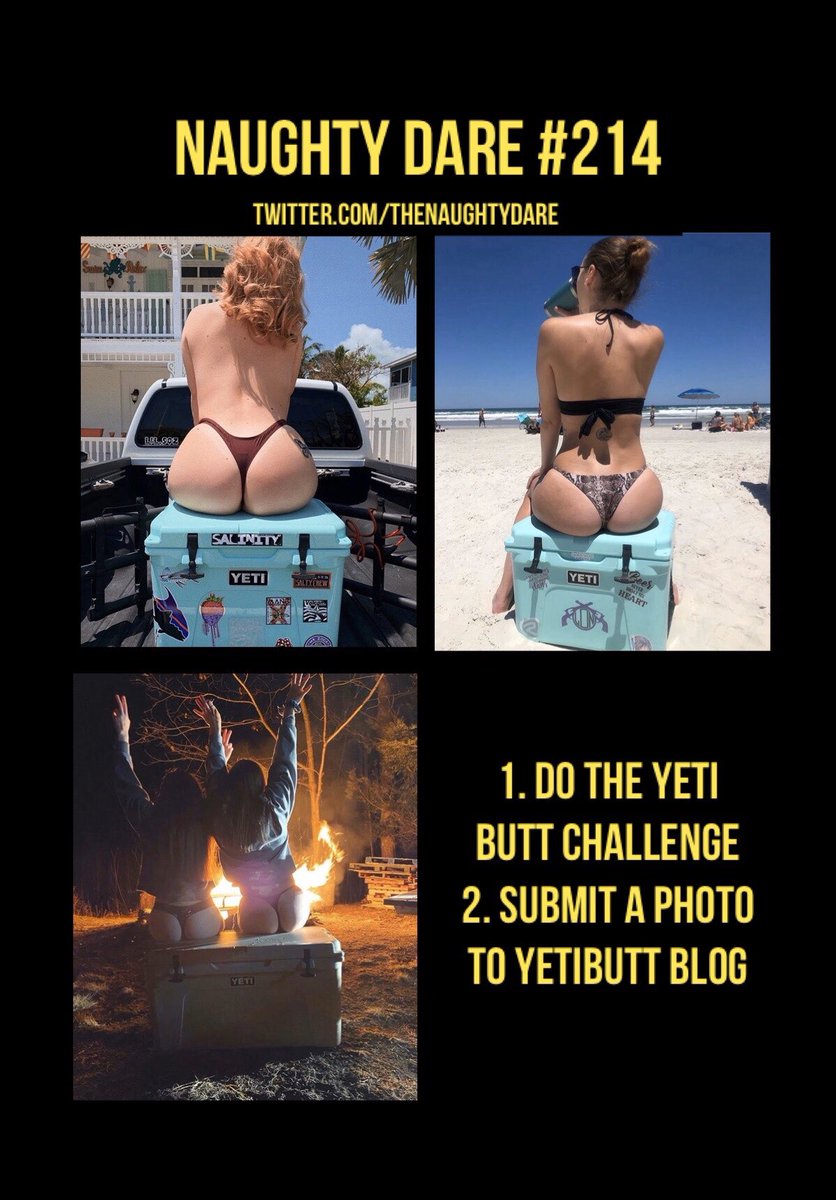thenaughtydare's tweet photo. #naughtydare #ChallengeAccepted #challenge #selfie #thong #yeti #yetibutt #yetibutts #yetibuttchallenge https://t.co/M6DpjzXm68