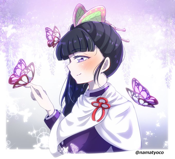 なまちょこ☘さんがTwitterに投稿した栗花落カナヲ(鬼滅の刃)のイラスト。