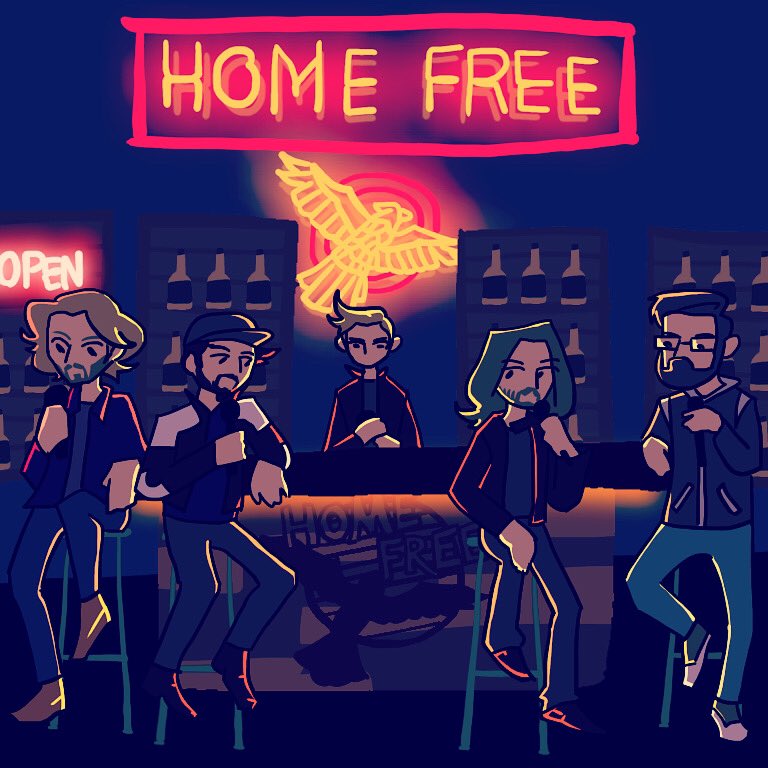 ajichees's tweet photo. everybody’s welcome at the church of the dive bar saints #HFFanart #homefree #divebarsaints #austinbrown #adamchance #adamrupp #timfoust #roblundquist https://t.co/R2fqvJMzJD