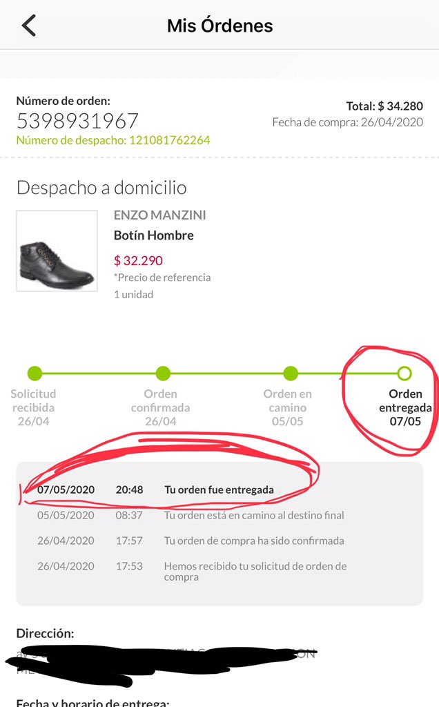 Pablloroman2's tweet photo. @CMRayudaCL @FalabellaAyuda Favor RT. A tod@s las personas que tengan pensado comprar en Falabella, piénselo bien antes. 
Me compre unos zapatos, no llegaron, aparecen como entregados en domicilio y ni siquiera responden los DM. 
No regalen su dinero ahora que es tan necesario 🙏🏻 https://t.co/58GGTmMj3y