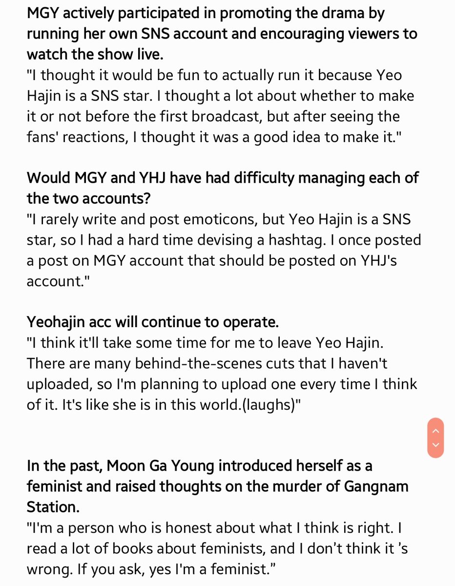 I'll just put the rest in one noteCredits to all the interviews https://n.news.naver.com/entertain/now/article/609/0000279069 https://n.news.naver.com/entertain/now/article/609/0000279068 https://n.news.naver.com/entertain/now/article/609/0000279067 https://n.news.naver.com/entertain/now/article/410/0000695171 https://n.news.naver.com/entertain/now/article/312/0000446493My trans is not perfect, so sorry for mistakes and some part hard to understand   #MoonGaYoung