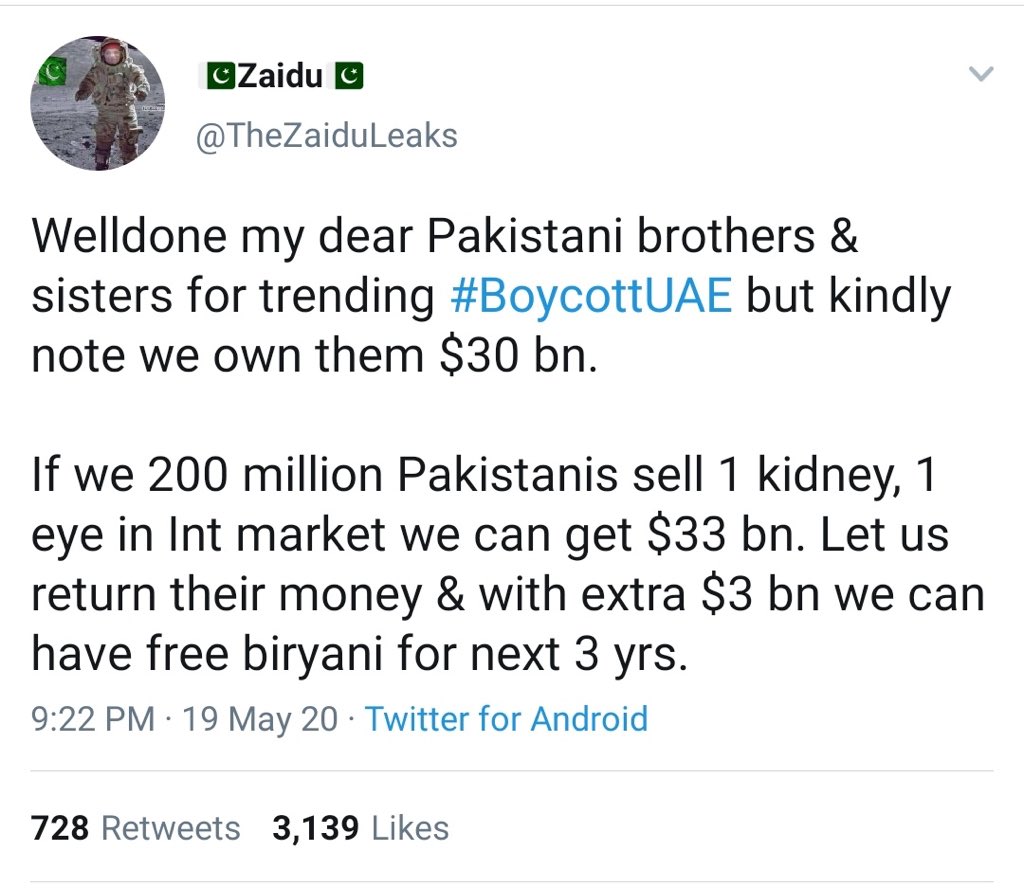 Jitendra000011's tweet photo. What an amazing Tweet 😂 #BoycottUAE https://t.co/uyU5zbl0Ns