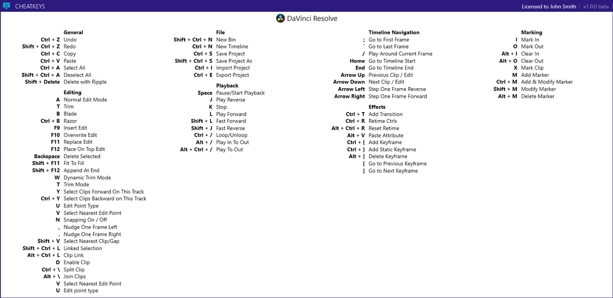 CheatKeysApp's tweet photo. It's amazing what @Blackmagic_News' #DaVinciResolve can do for video editors! Here's our keyboard cheatsheet, just added to CheatKeys! - https://t.co/cHEhuQZ5Hl
@ResolveTips https://t.co/VCctJWOuso
