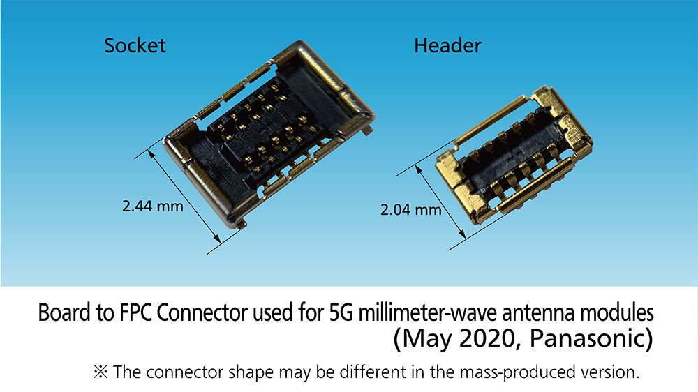panasonic's tweet photo. Panasonic Starts Sample Shipments of a Board to FPC Connector for #5G #MillimeterWave Antenna Modules. See how we achieve reliable signal #transmission and contribute to the widespread uptake of millimeter-wave #CommunicationDevices
https://t.co/pNCR3kNOws
#WirelessTech #Network https://t.co/HKuPpzerTK