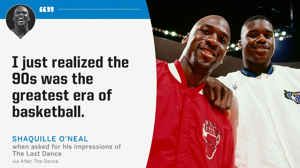 SportsCenter's tweet photo. #TheLastDance reminded Shaq that 90s basketball was the best 🔥

(via @stephenasmith) https://t.co/lUIvqvrTjZ