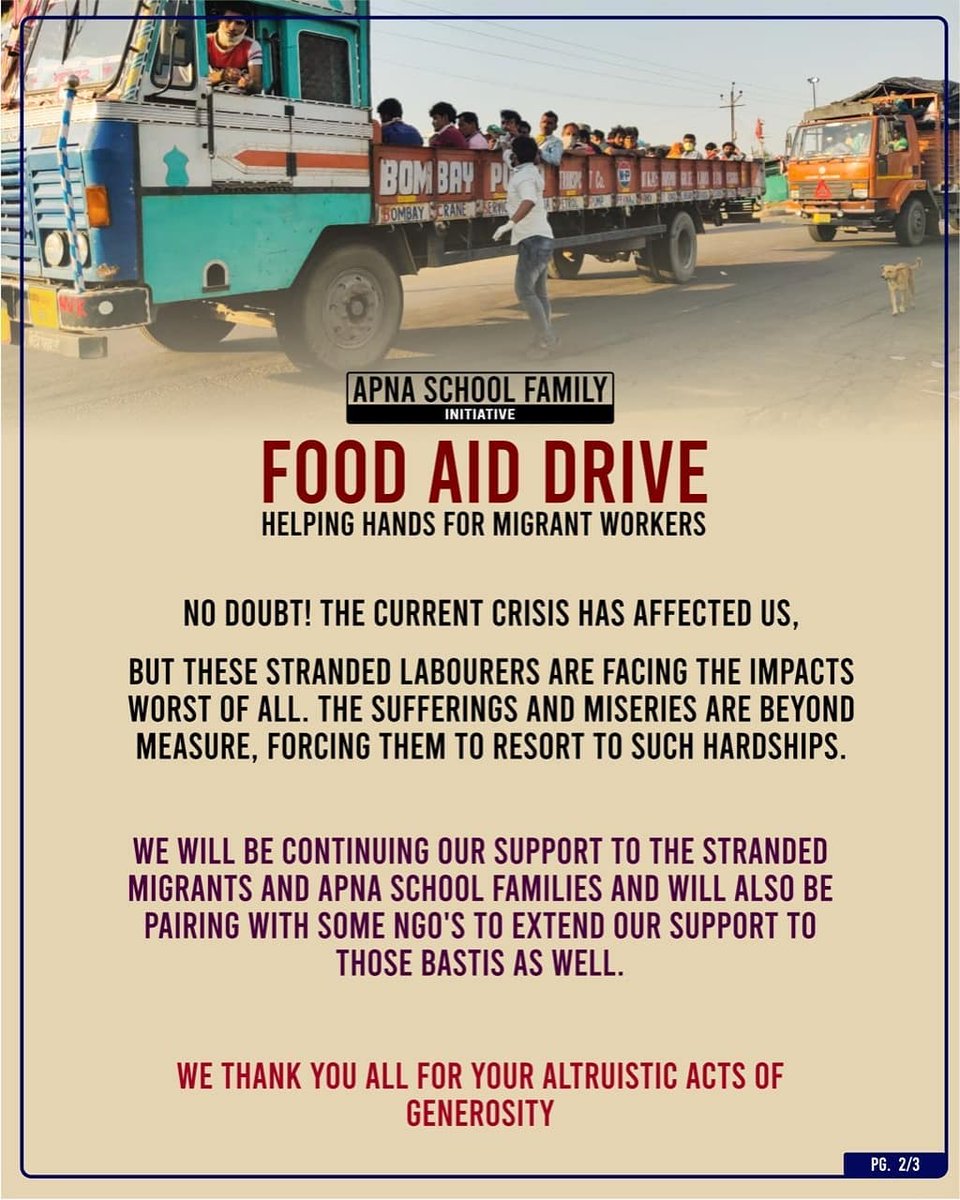 AIIMSBhopal's tweet photo. Volunteers of @APNASchoolAIIMS, by crowd funding and donations, organized "Food Aid Drive" for the stranded labourers. We appreciate their kind gesture 👏. https://t.co/fEFYXsHMJ8
